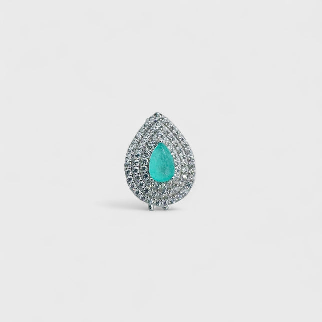 Drop fusion tourmaline and zirconia charm