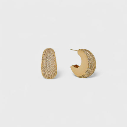 Chunky hoop zirconia studded earrings