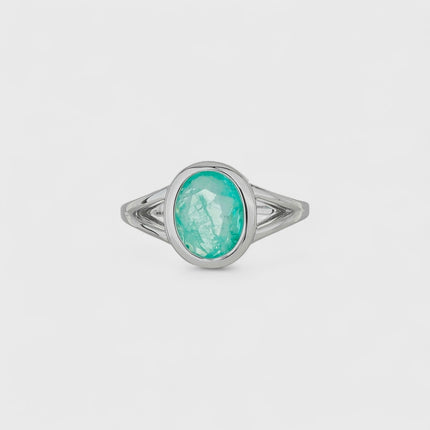 Sterling silver round tourmaline ring