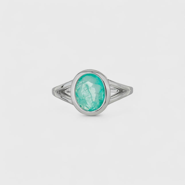 Sterling silver round tourmaline ring