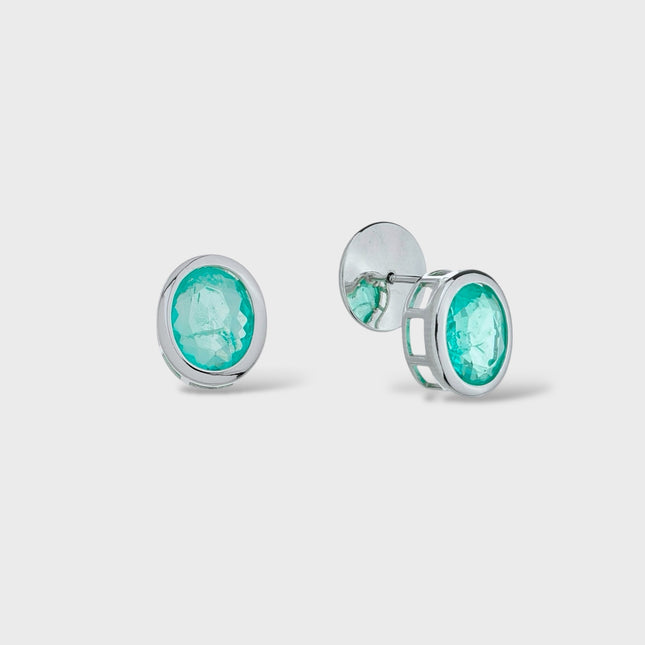 Sterling silver round tourmaline earrings