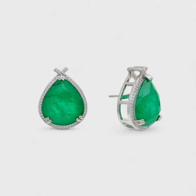 Sterling Silver Fusion tourmaline and zirconia drop earrings