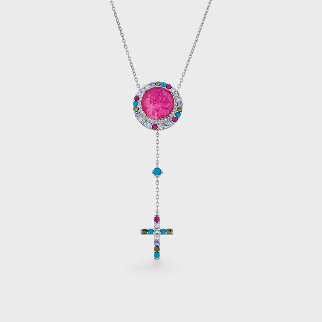 Sterling silver colourful necklace
