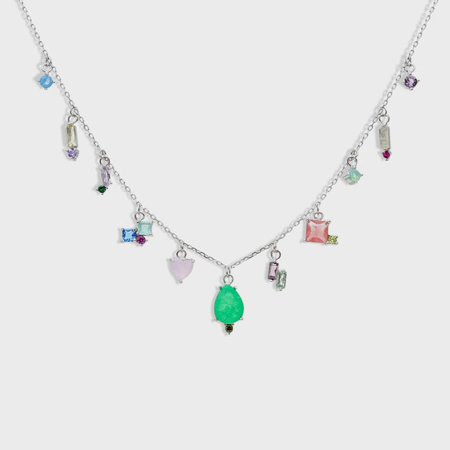 Dangling Colourful Sterling Silver Necklace