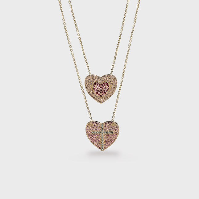 double heart zirconia necklace