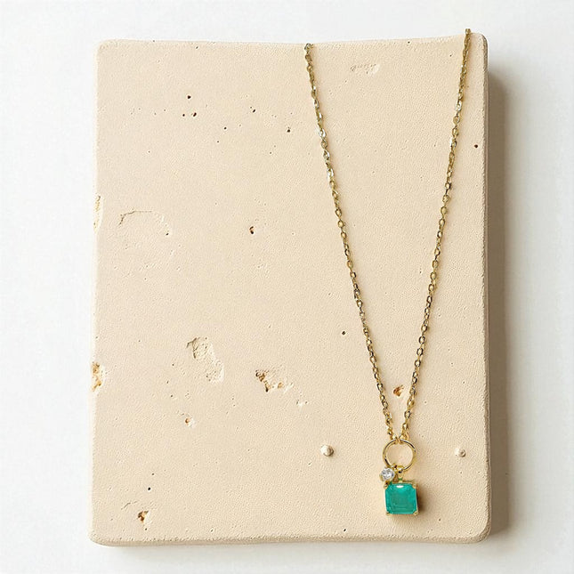 Tourmaline square necklace