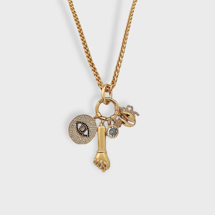 Mix hand devil eyes necklace