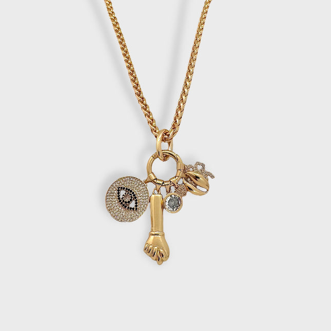Mix hand devil eyes necklace