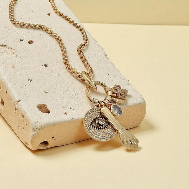 Mix hand devil eyes necklace