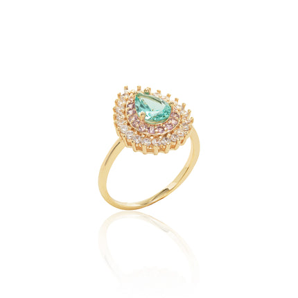 Drop colourful zirconia ring