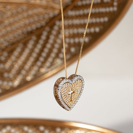 Heart duo colour zirconia necklace