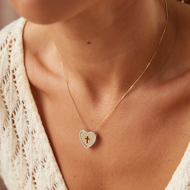 Heart duo colour zirconia necklace