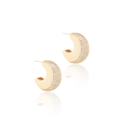 Chunky hoop zirconia studded earrings