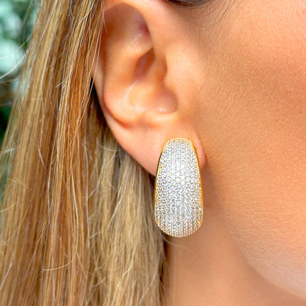 Chunky hoop zirconia studded earrings