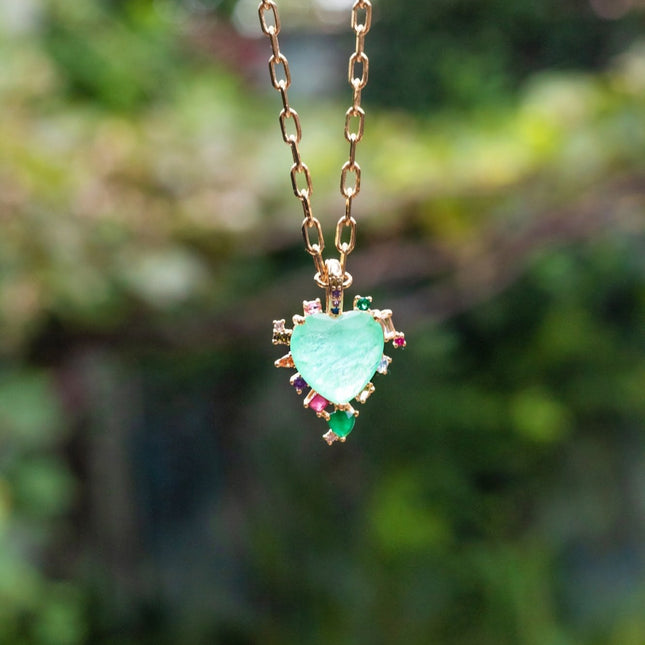 Crystal tourmaline and colourful zirconia necklace
