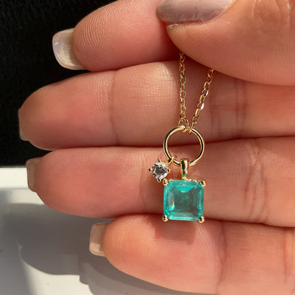 Tourmaline square necklace