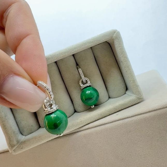 Sterling silver malachite earrings